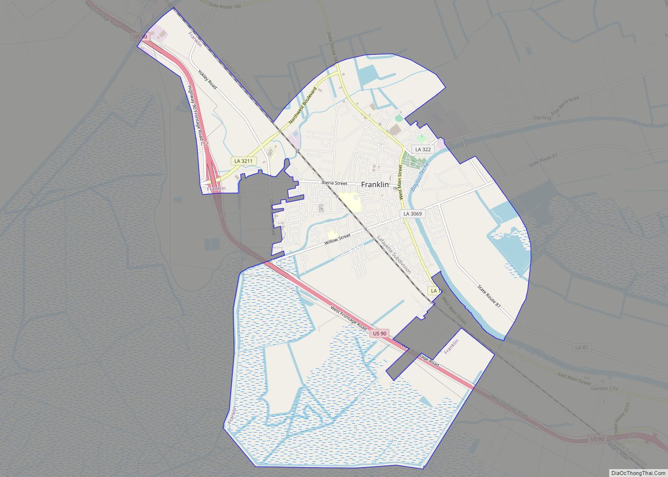 Map of Franklin city, Louisiana