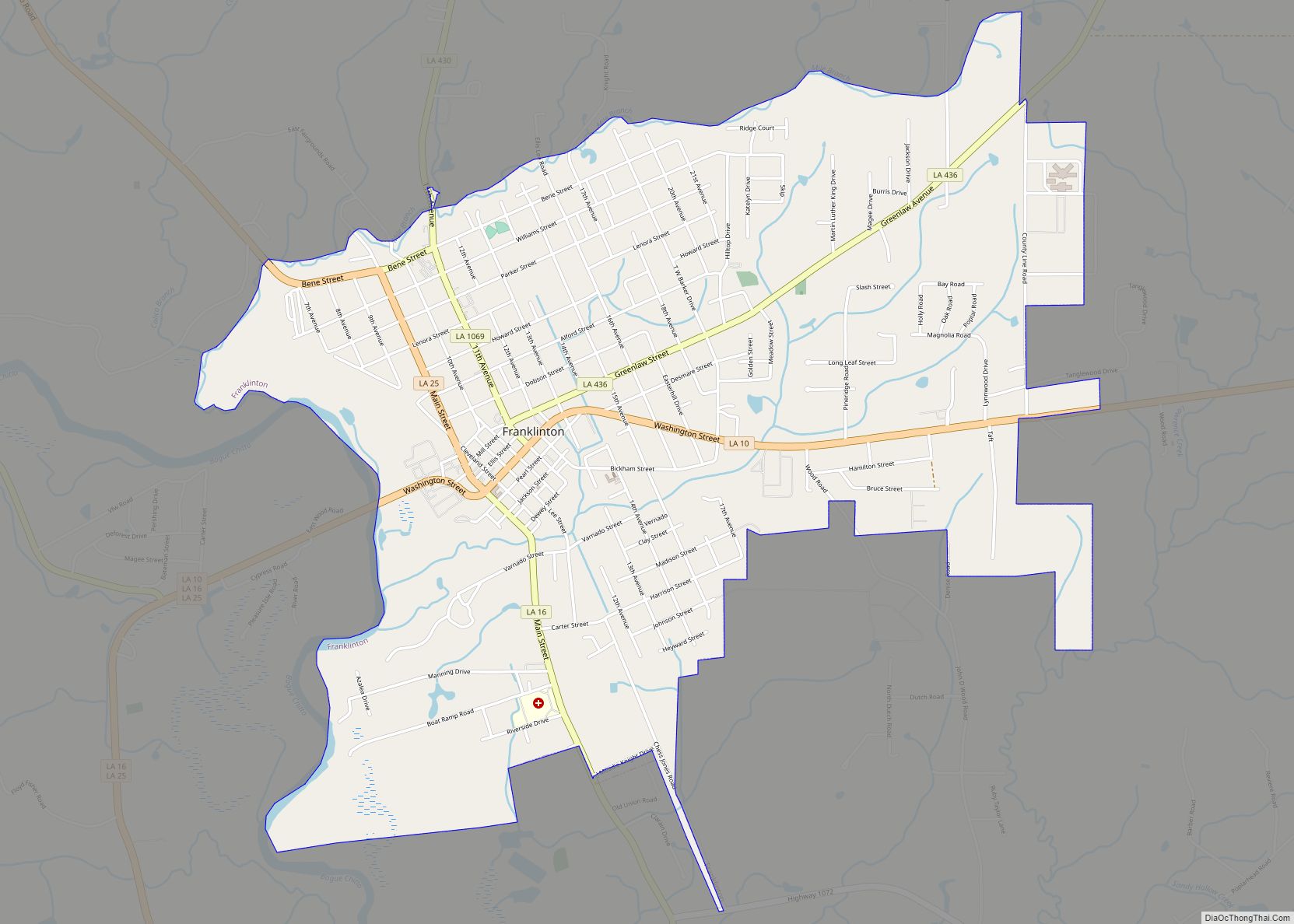 Map of Franklinton town