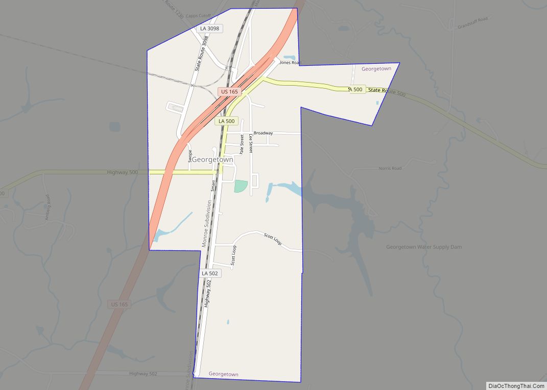 Map of Georgetown village, Louisiana