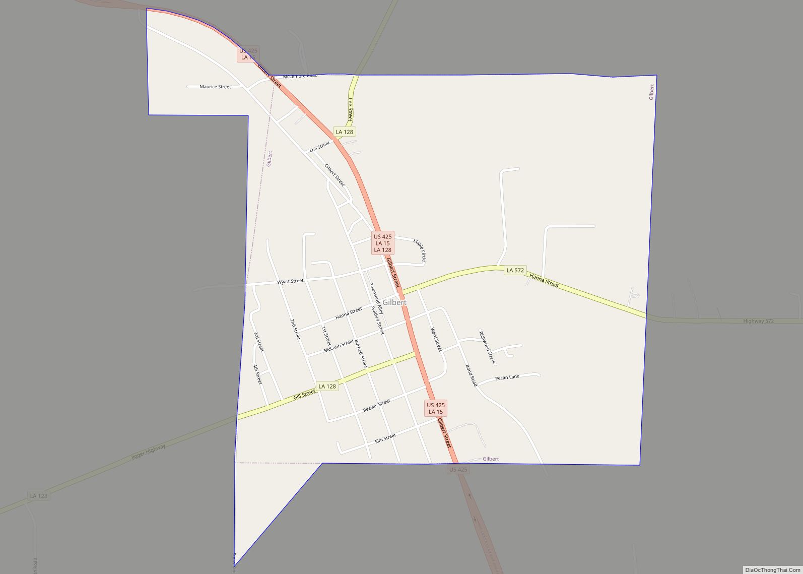 Map of Gilbert village, Louisiana