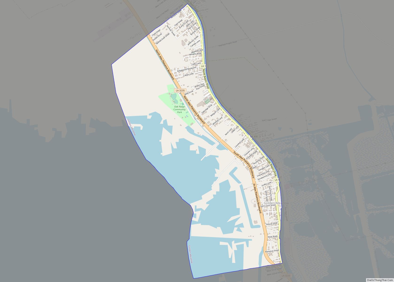 Map of Golden Meadow town