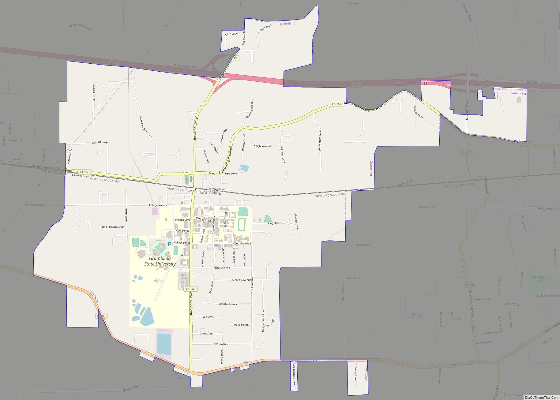 Map of Grambling city