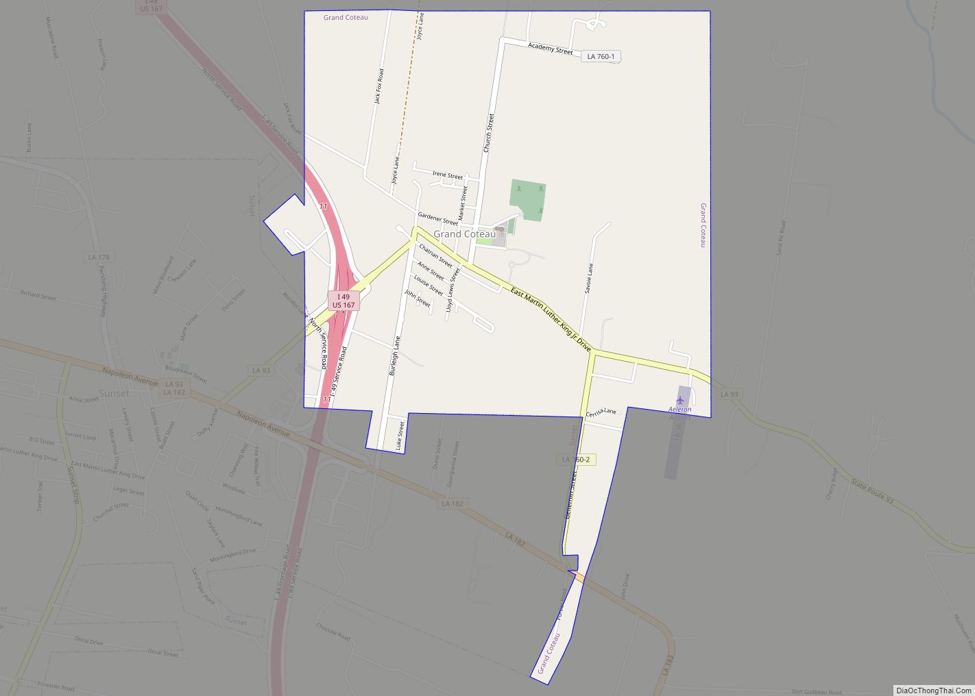 Map of Grand Coteau town