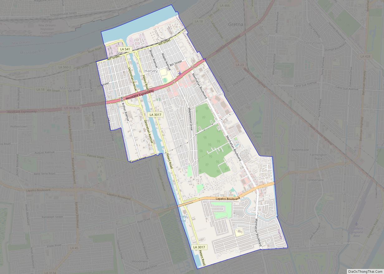 Map of Harvey CDP, Louisiana