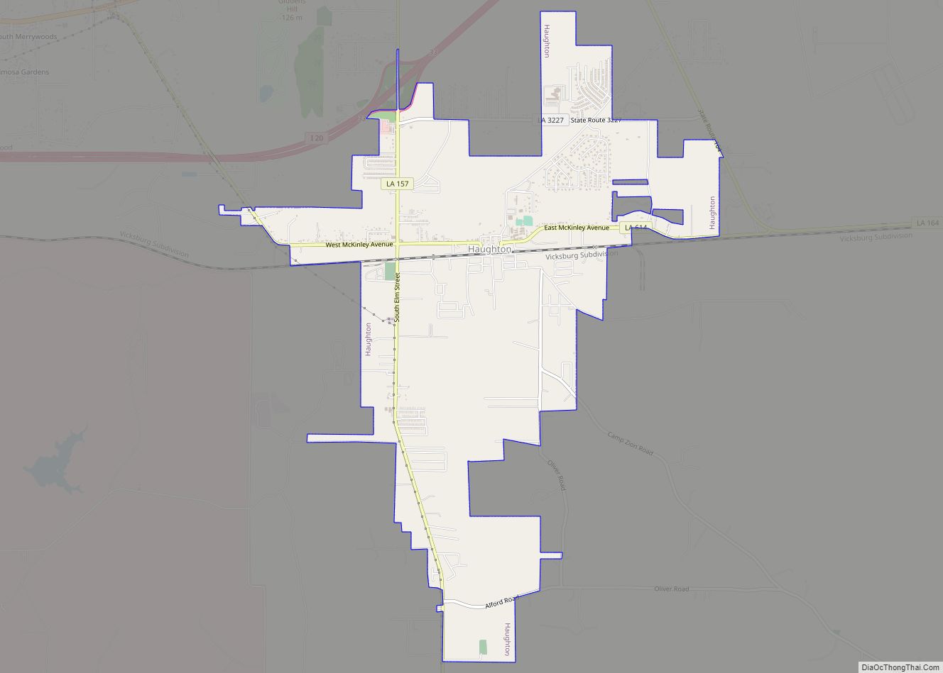 Map of Haughton town