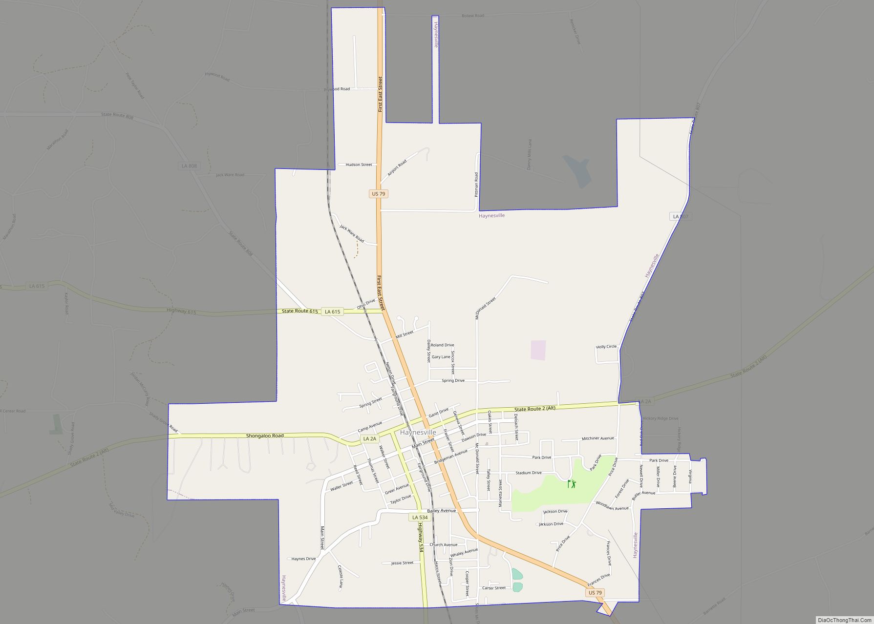 Map of Haynesville town