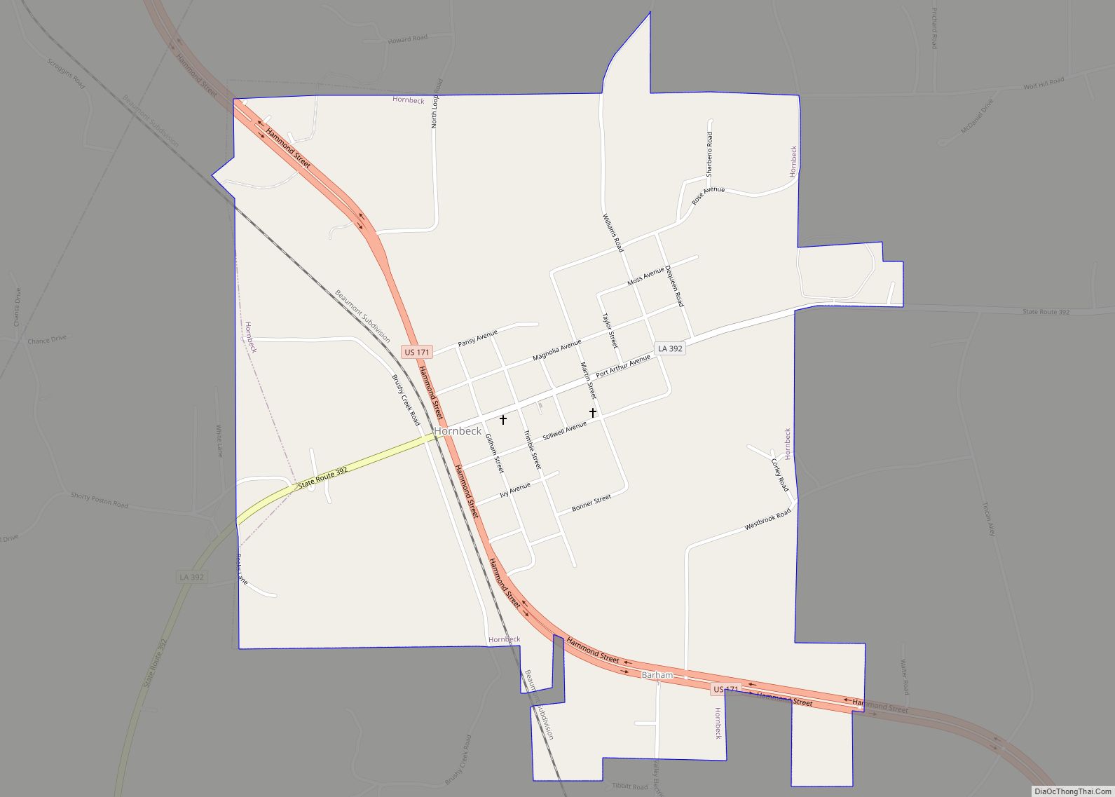 Map of Hornbeck town