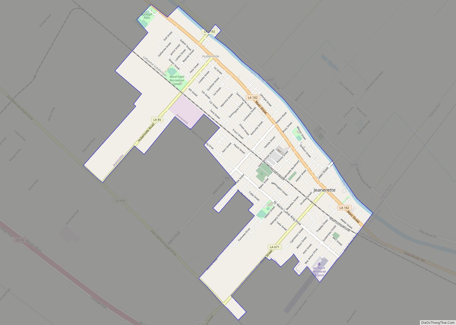 Map of Jeanerette city