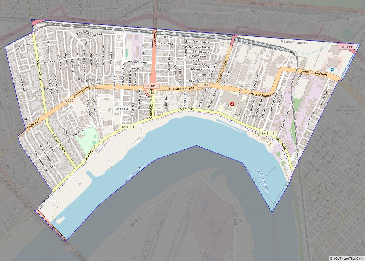 Map of Jefferson CDP, Louisiana