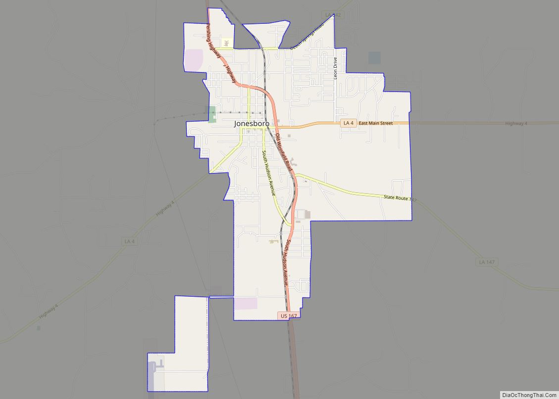 Map of Jonesboro town, Louisiana