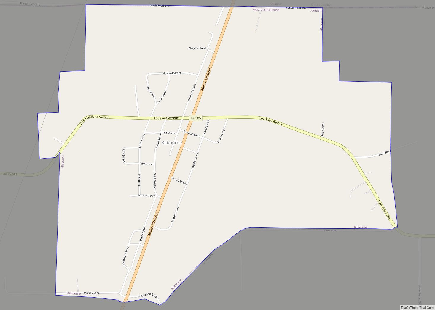 Map of Kilbourne village, Louisiana