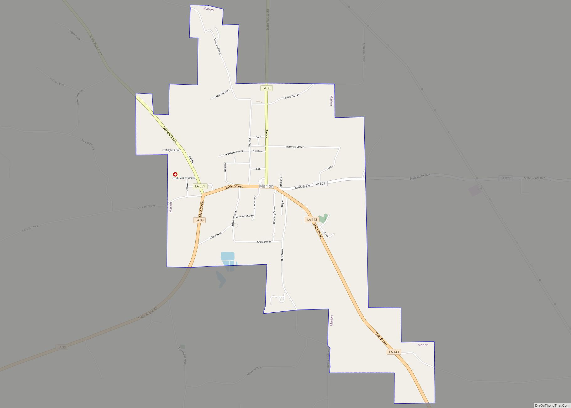 Map of Marion town, Louisiana