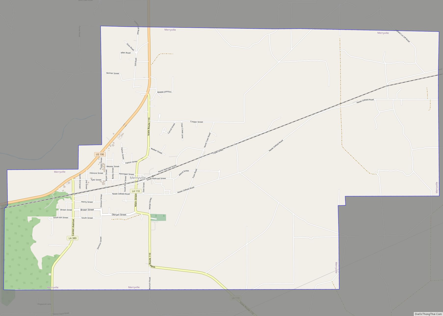 Map of Merryville town