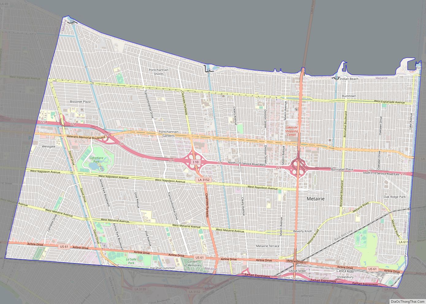 Map of Metairie CDP