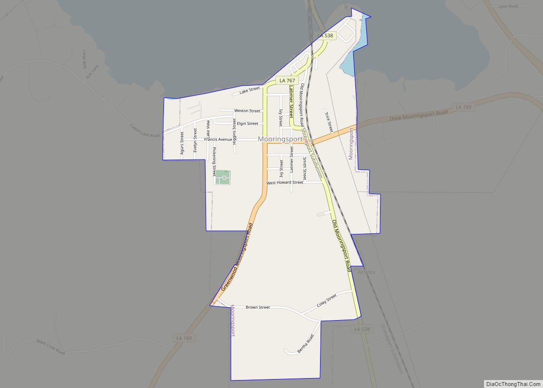 Map of Mooringsport town