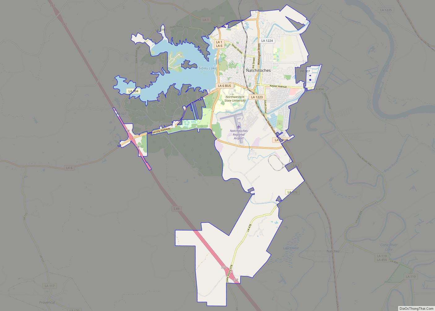 Map of Natchitoches city