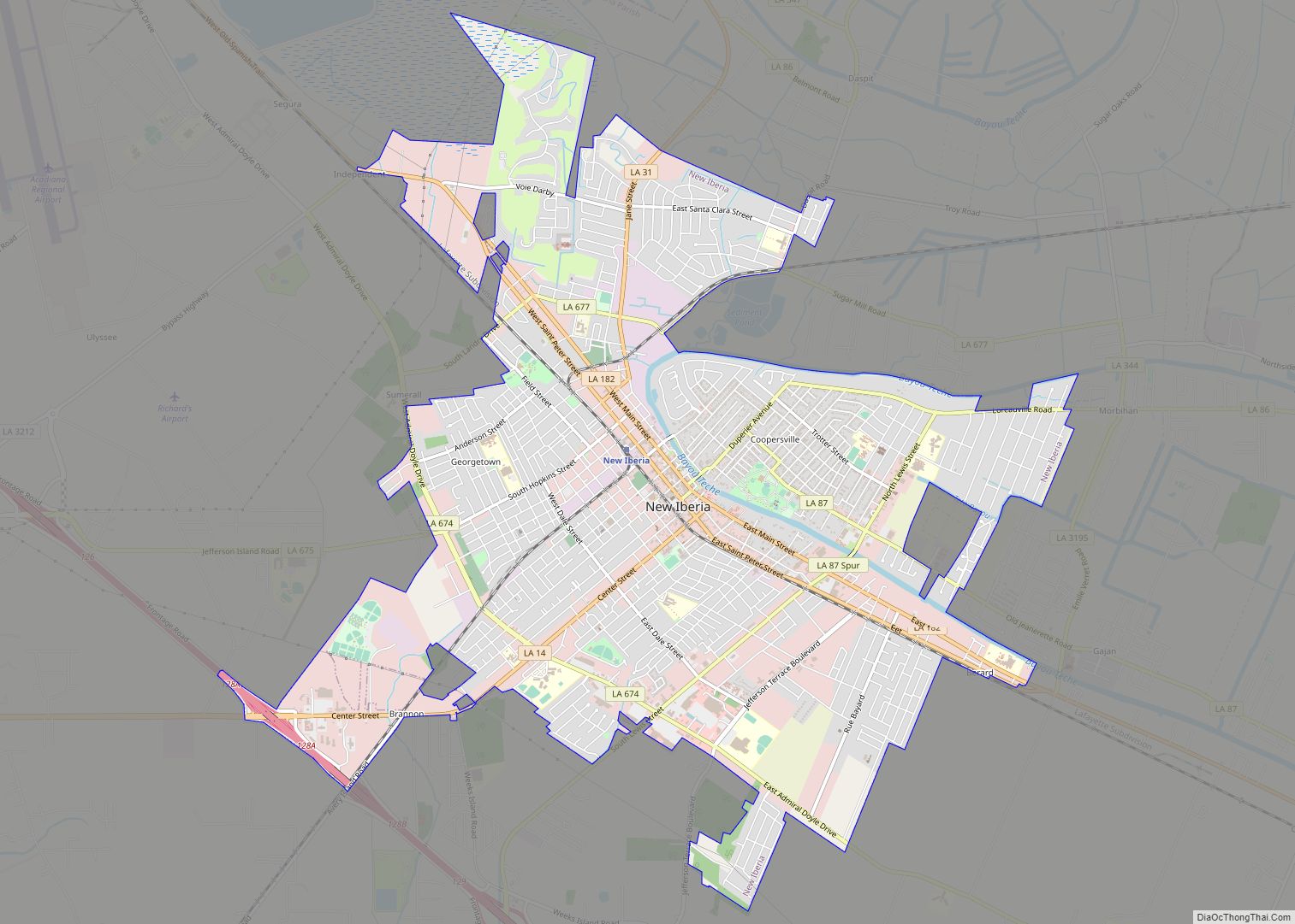 Map of New Iberia city