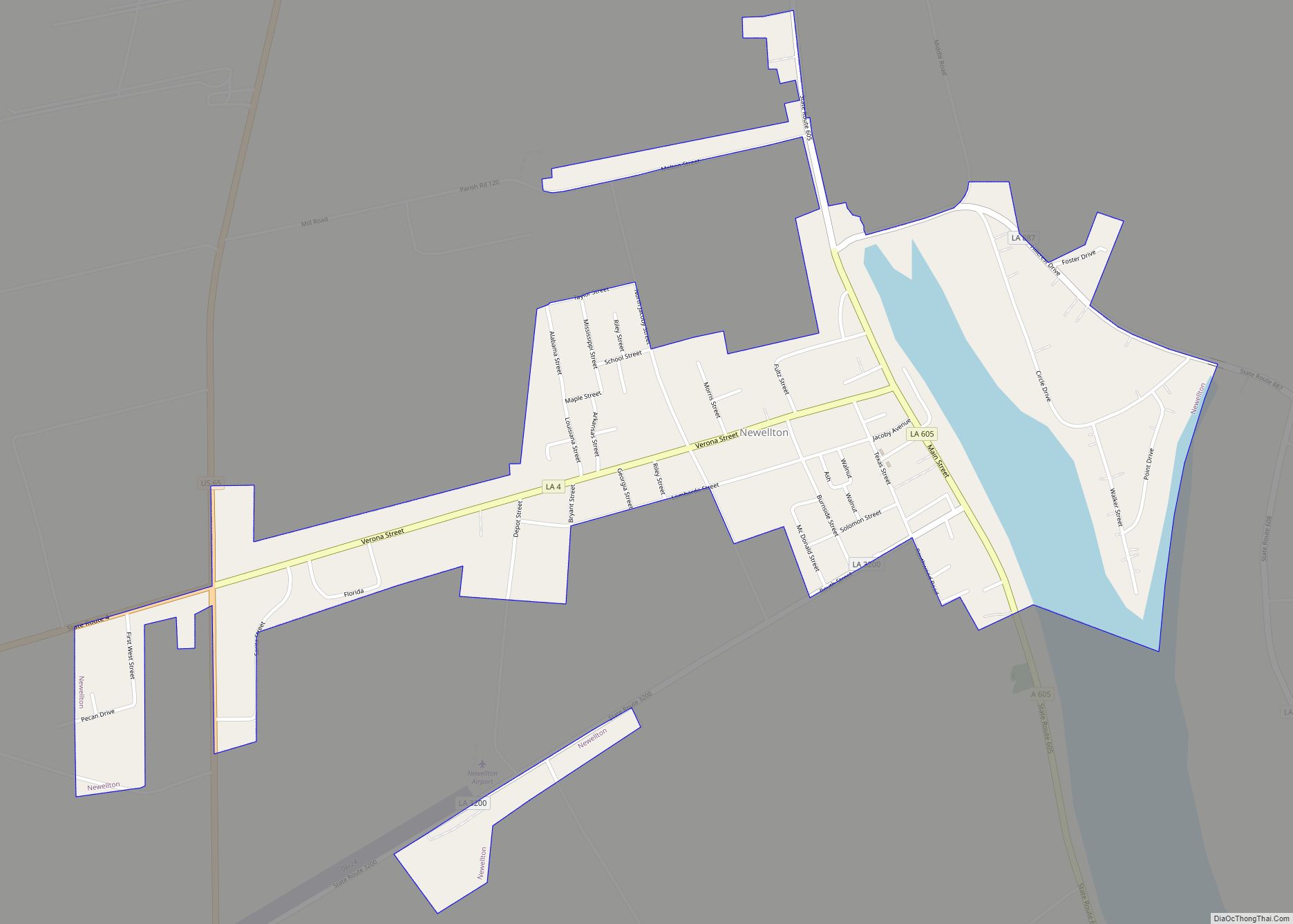 Map of Newellton town