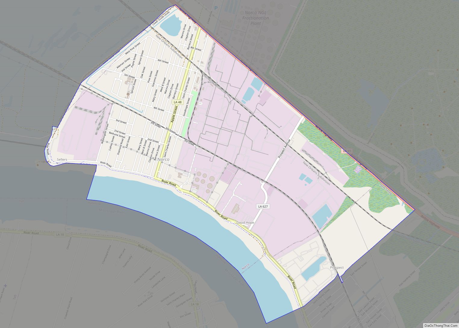 Map of Norco CDP, Louisiana