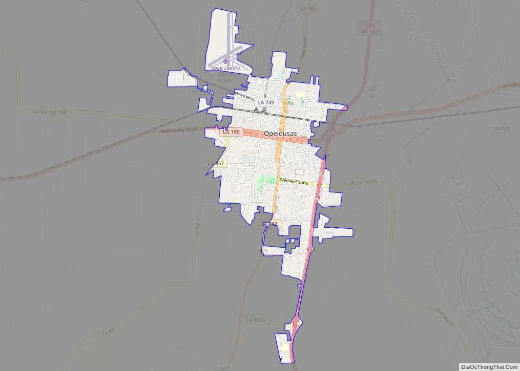 Map of Opelousas city