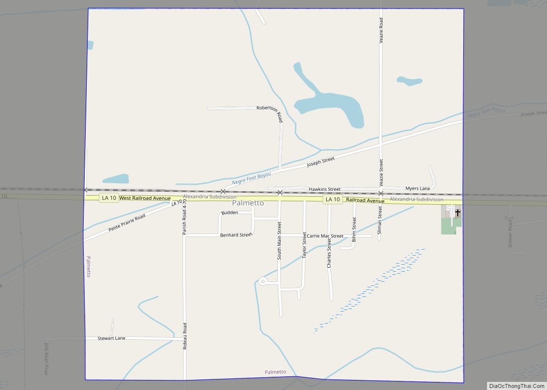 Map of Palmetto village, Louisiana