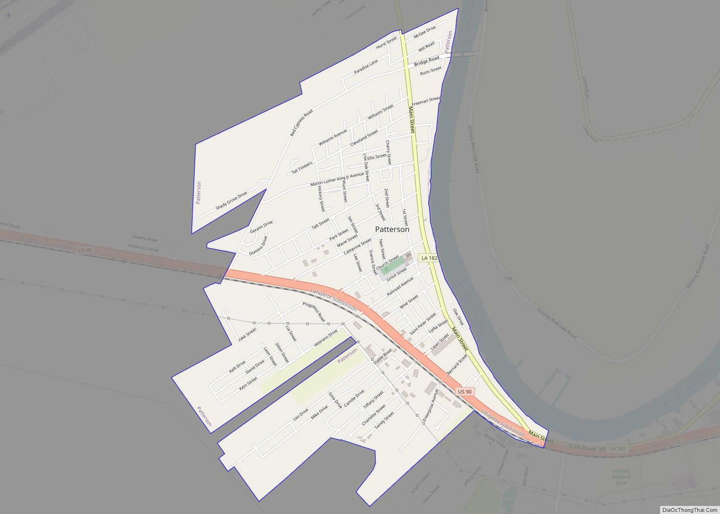 Map of Patterson city, Louisiana