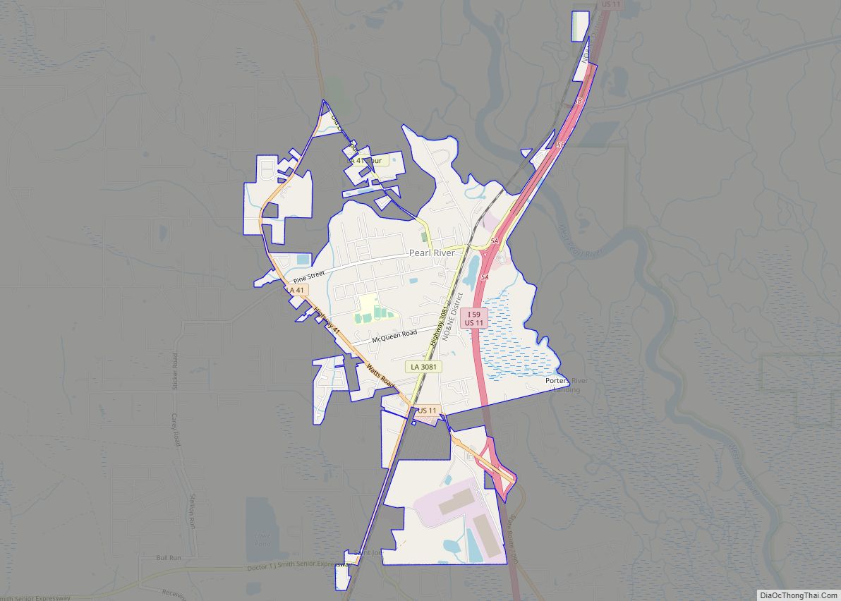 Map of Pearl River town, Louisiana