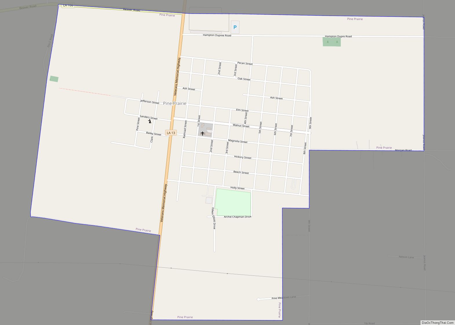 Map of Pine Prairie village