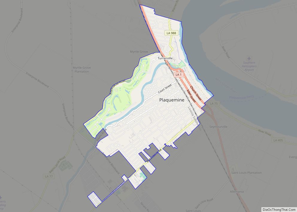 Map of Plaquemine city