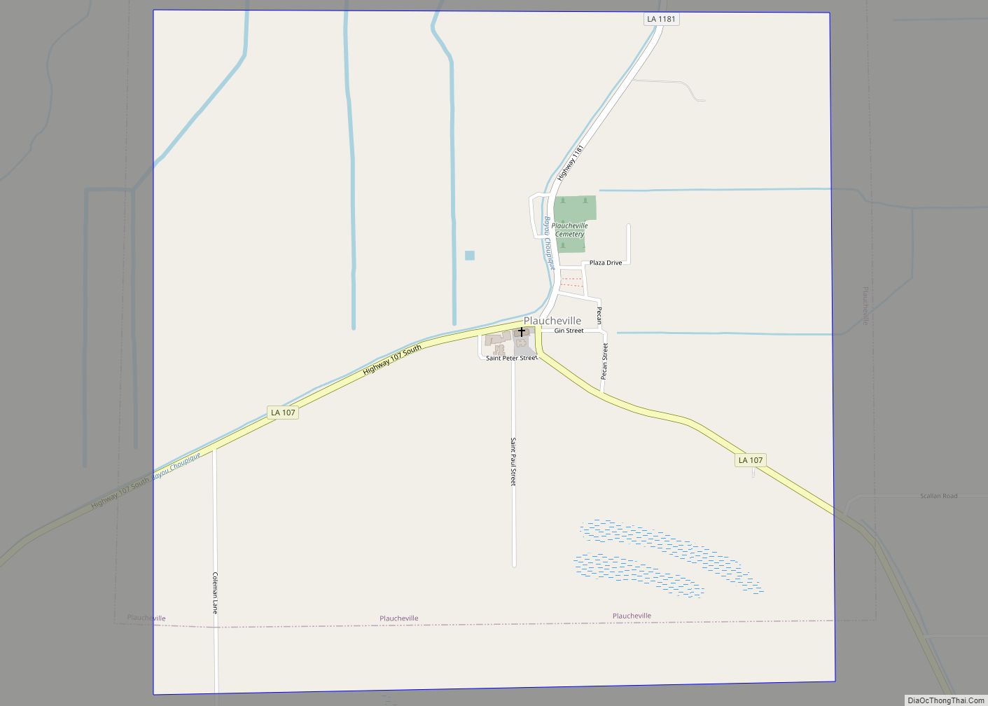 Map of Plaucheville village