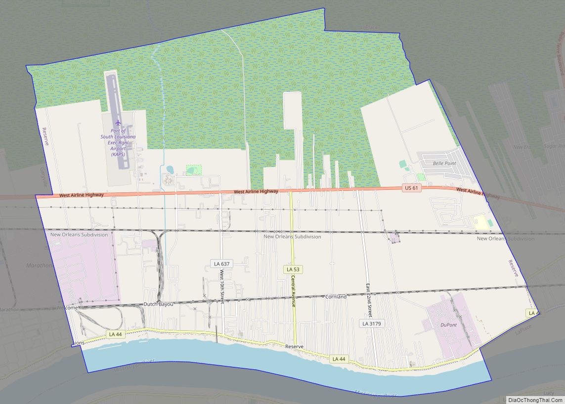 Map of Reserve CDP, Louisiana