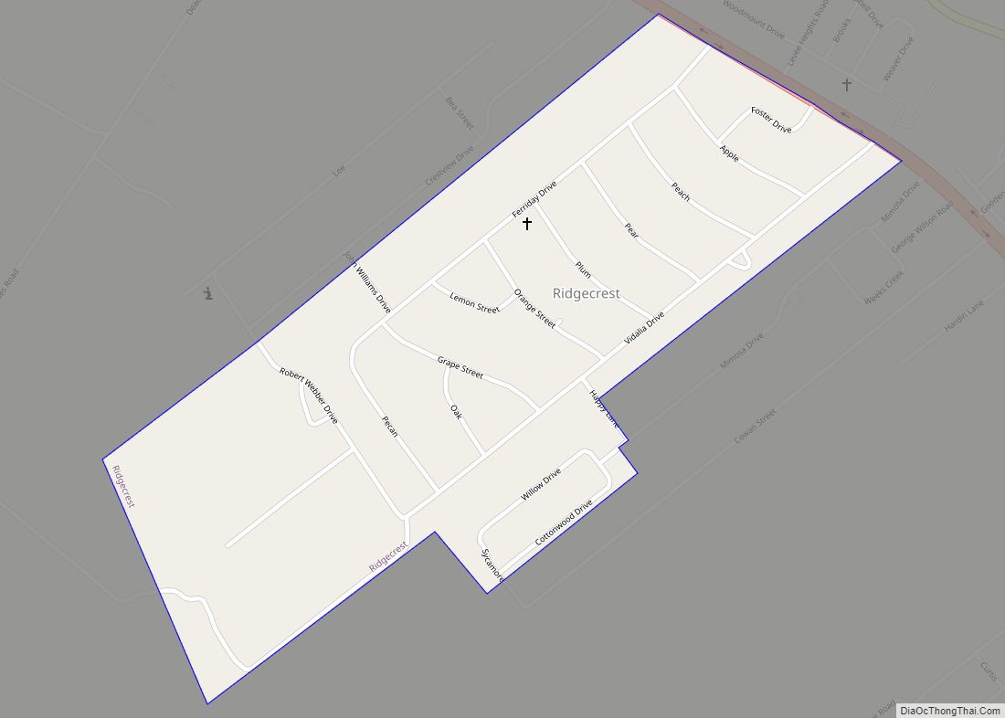 Map of Ridgecrest town, Louisiana