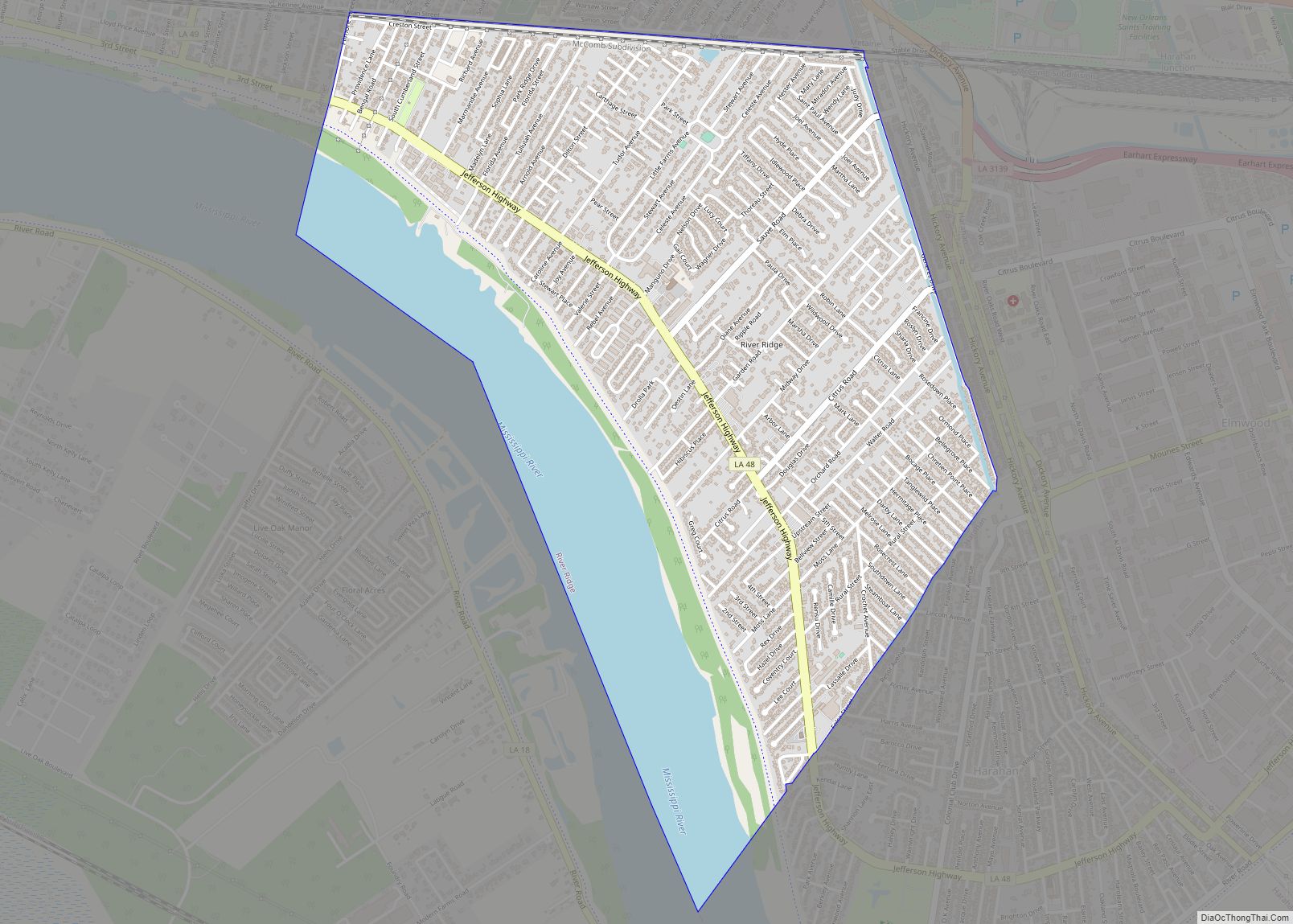 Map of River Ridge CDP, Louisiana