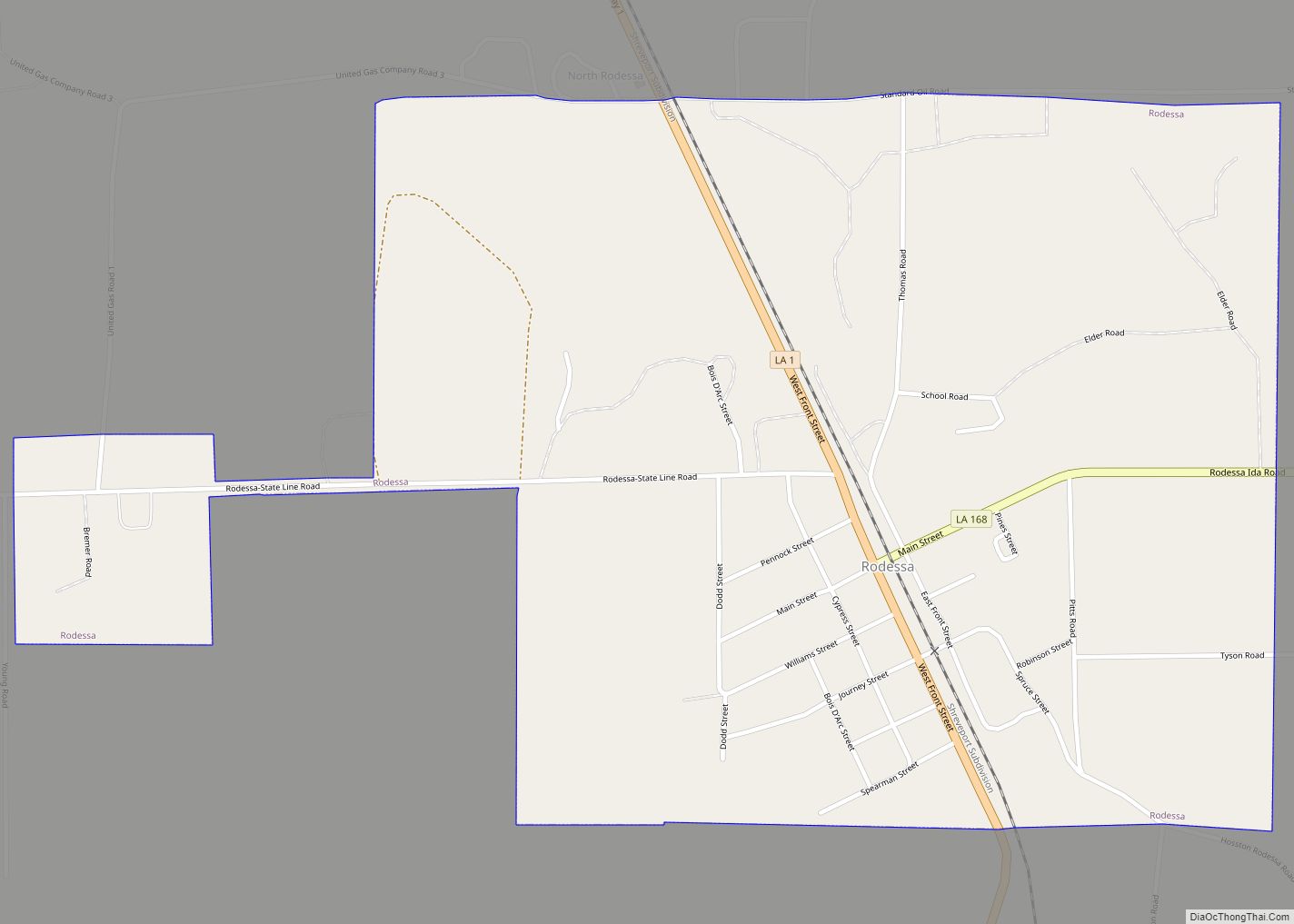 Map of Rodessa village