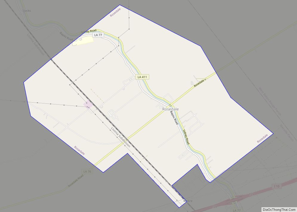 Map of Rosedale village, Louisiana