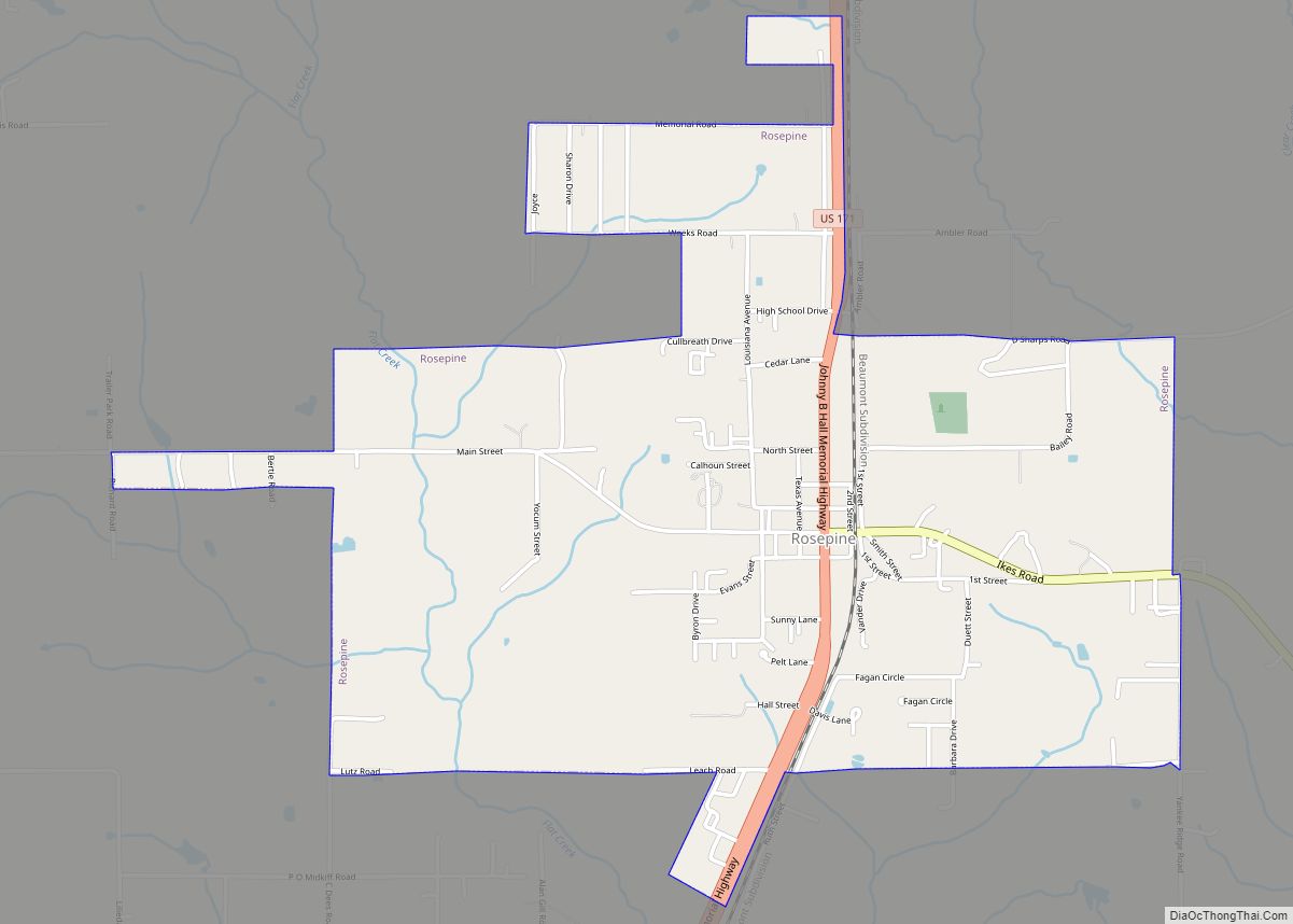 Map of Rosepine town