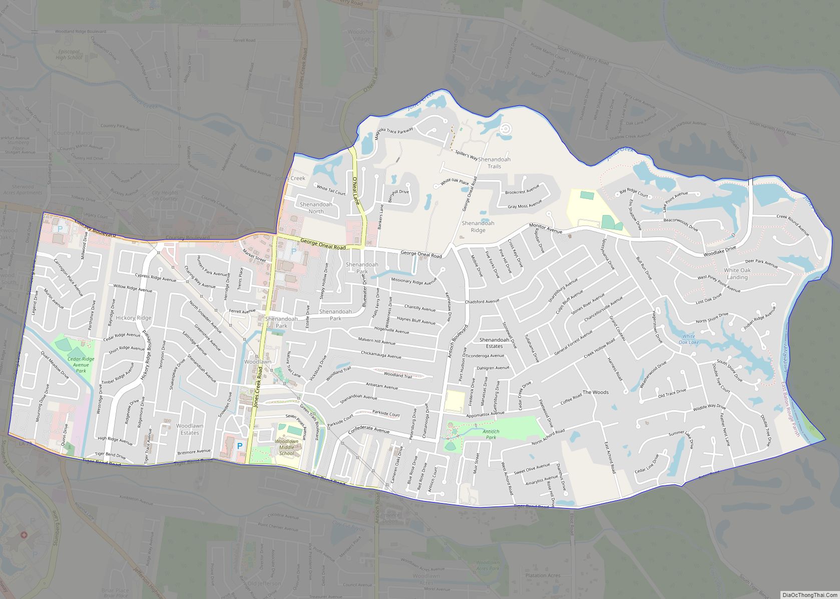 Map of Shenandoah CDP, Louisiana