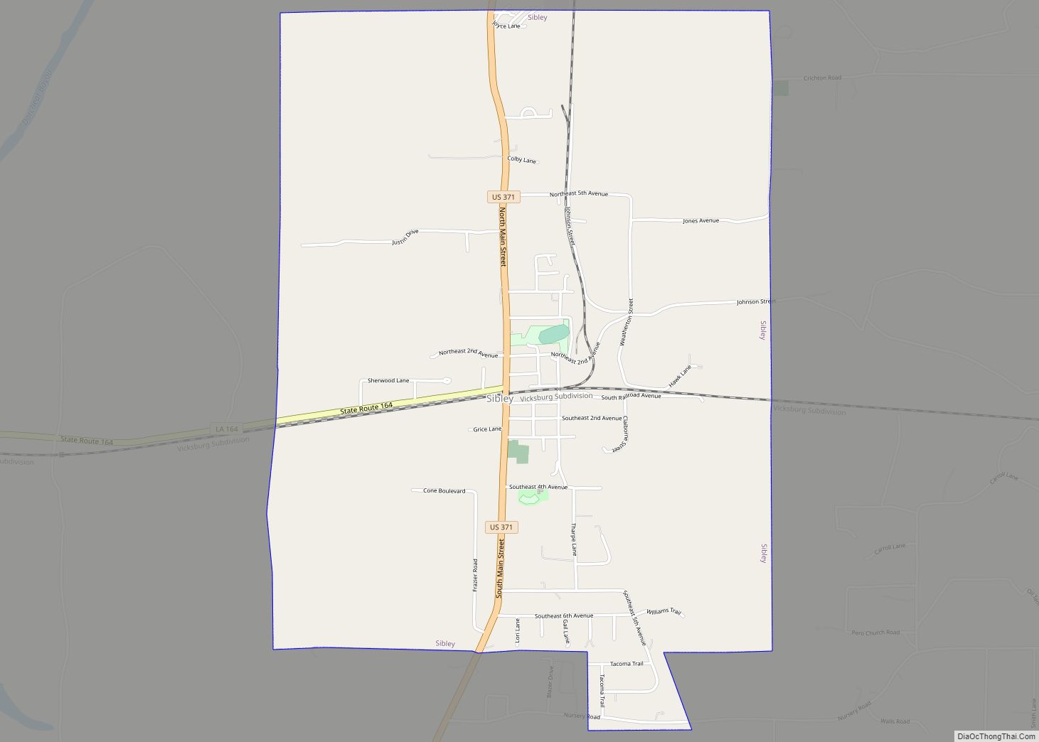 Map of Sibley town, Louisiana