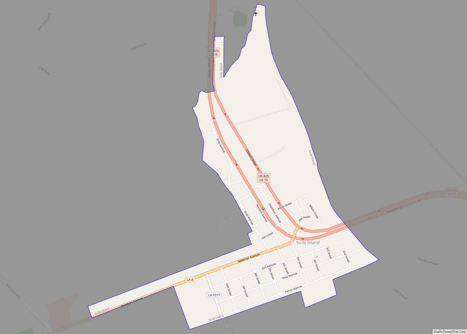 Map of Sicily Island village