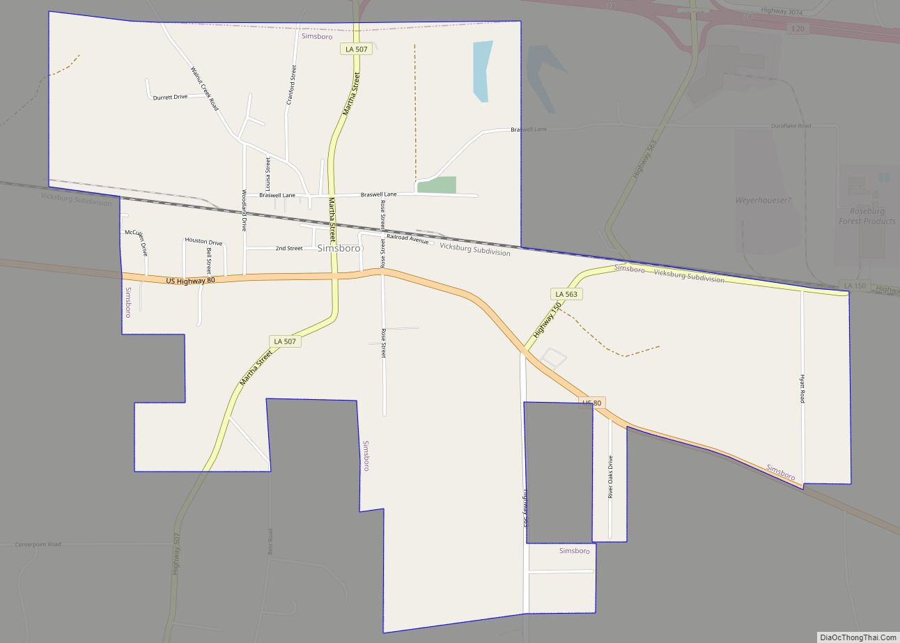 Map of Simsboro village