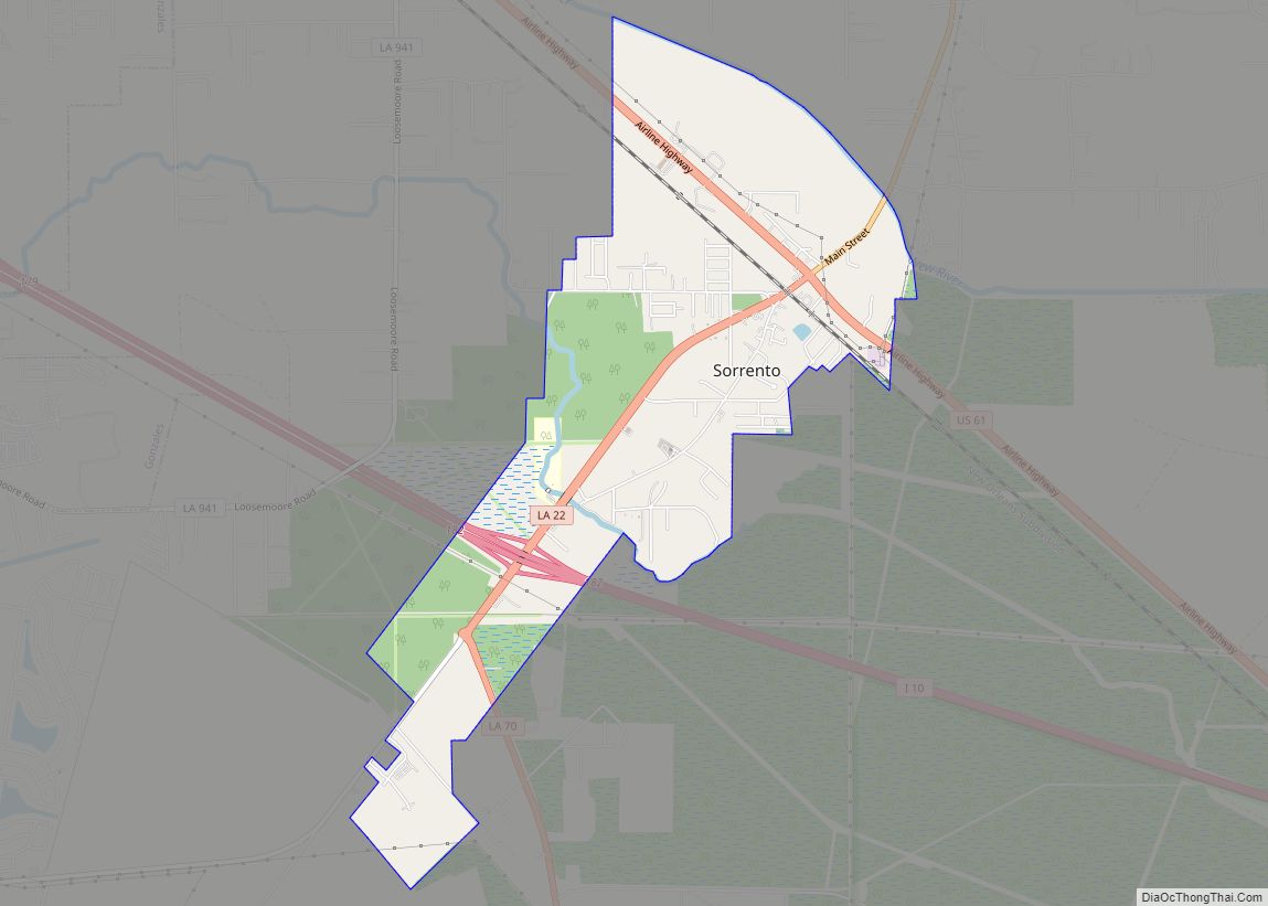 Map of Sorrento town, Louisiana