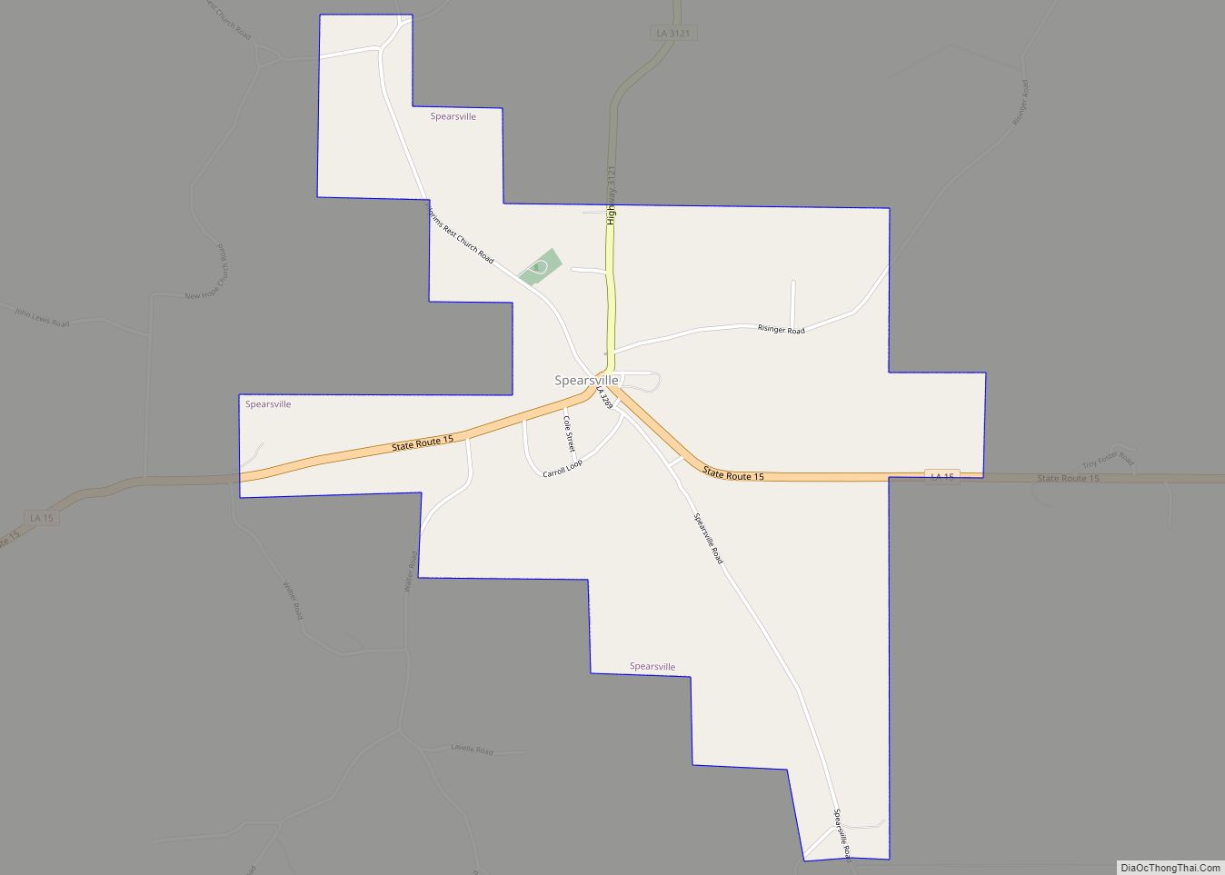 Map of Spearsville village