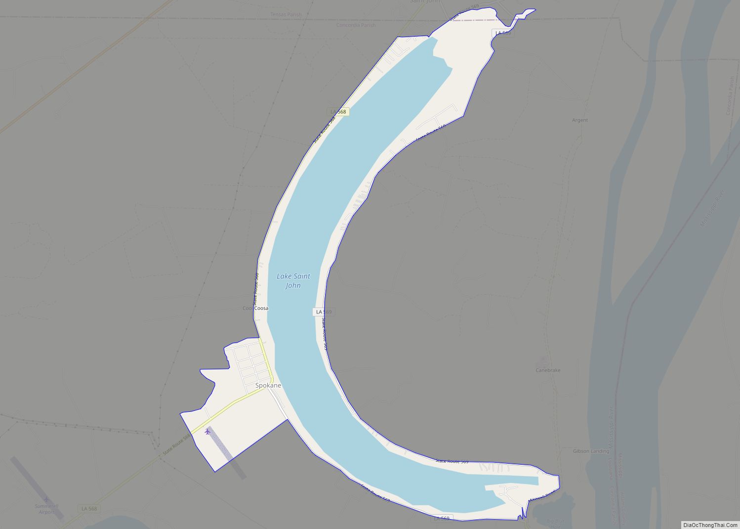 Map of Spokane CDP, Louisiana