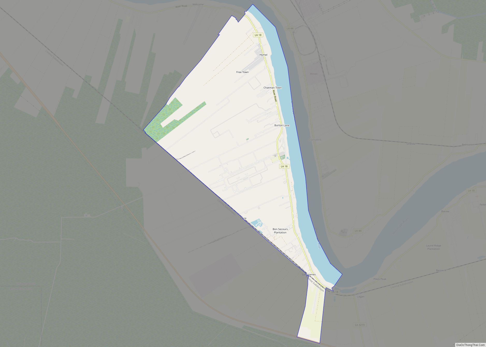 Map of St. James CDP, Louisiana