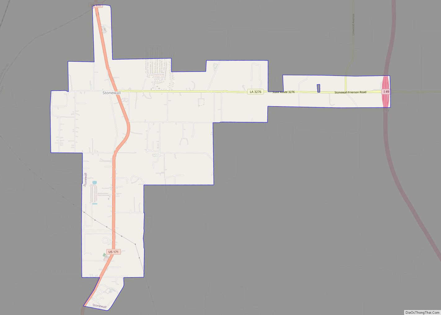 Map of Stonewall town, Louisiana