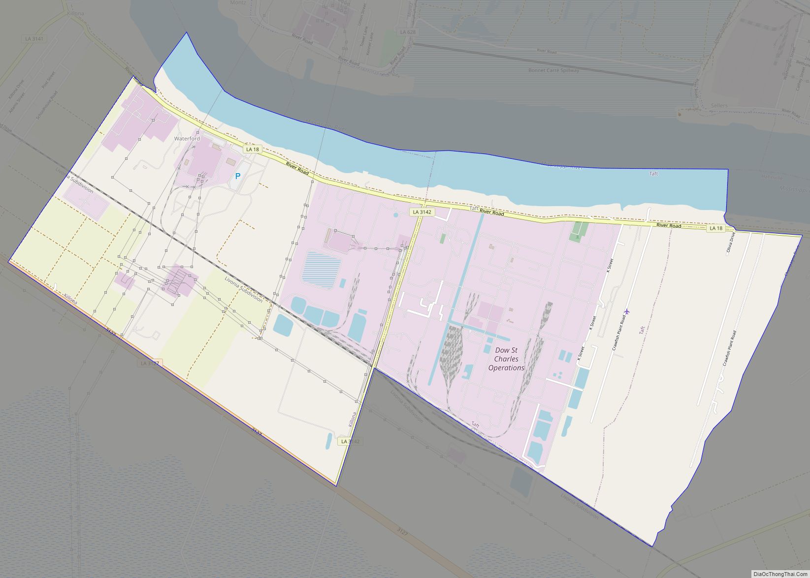 Map of Taft CDP, Louisiana