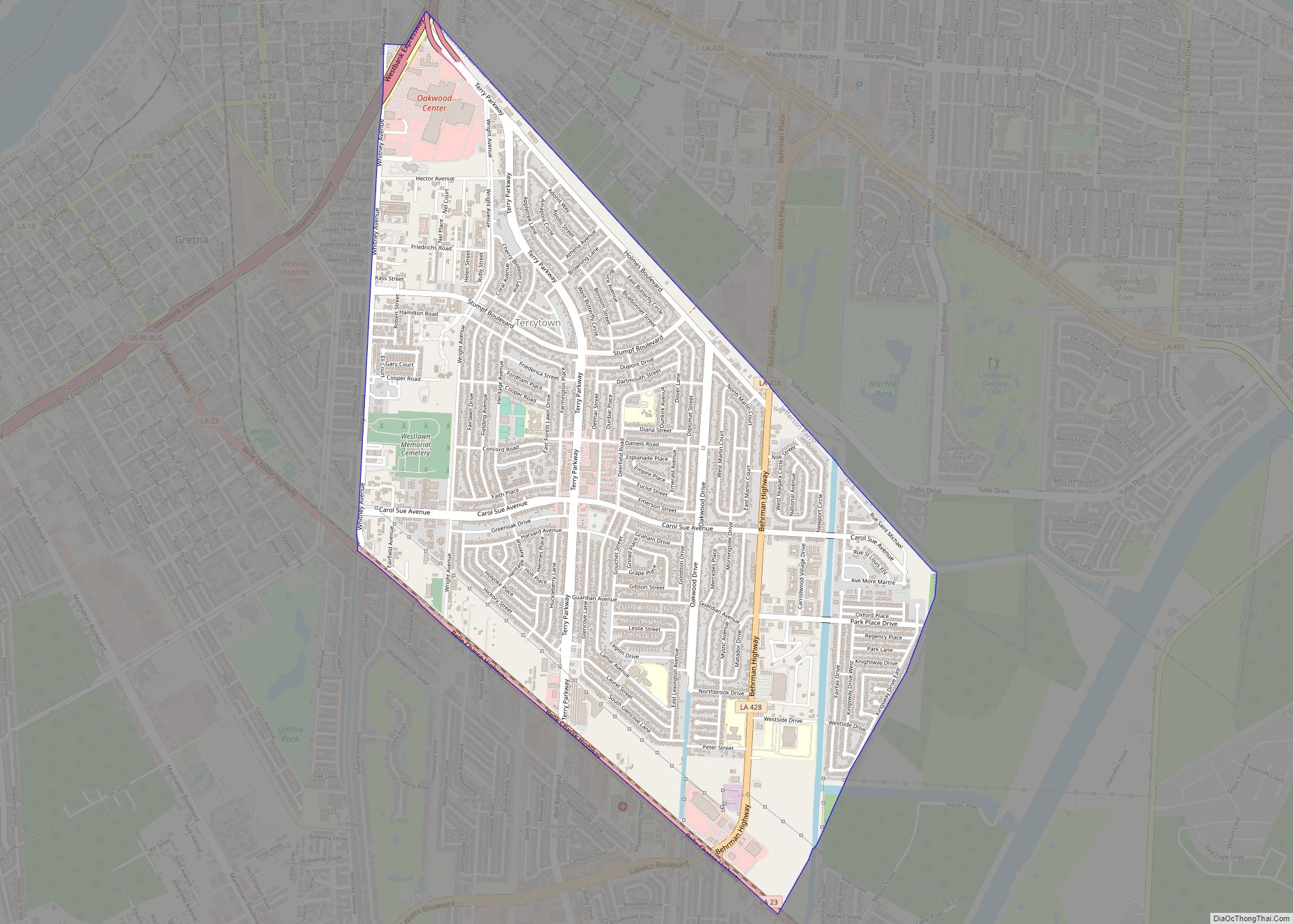 Map of Terrytown CDP, Louisiana