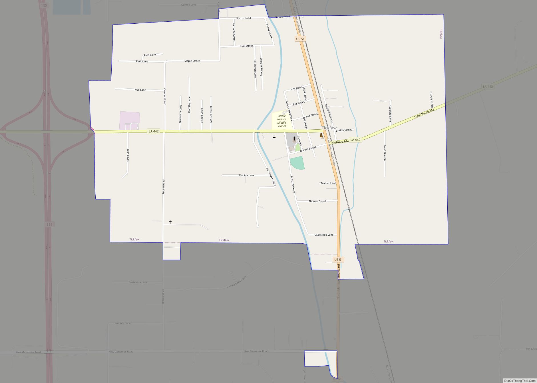 Map of Tickfaw village