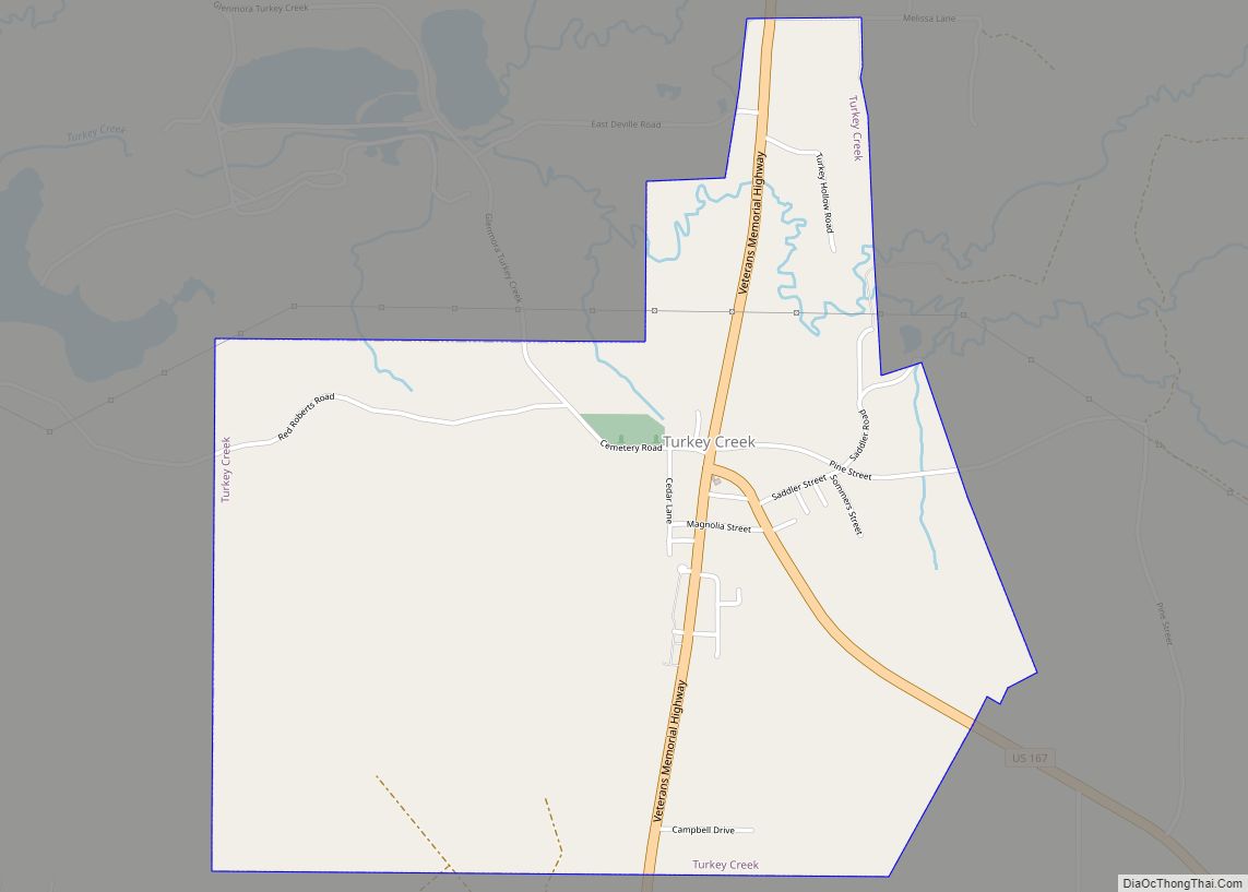 Map of Turkey Creek village, Louisiana