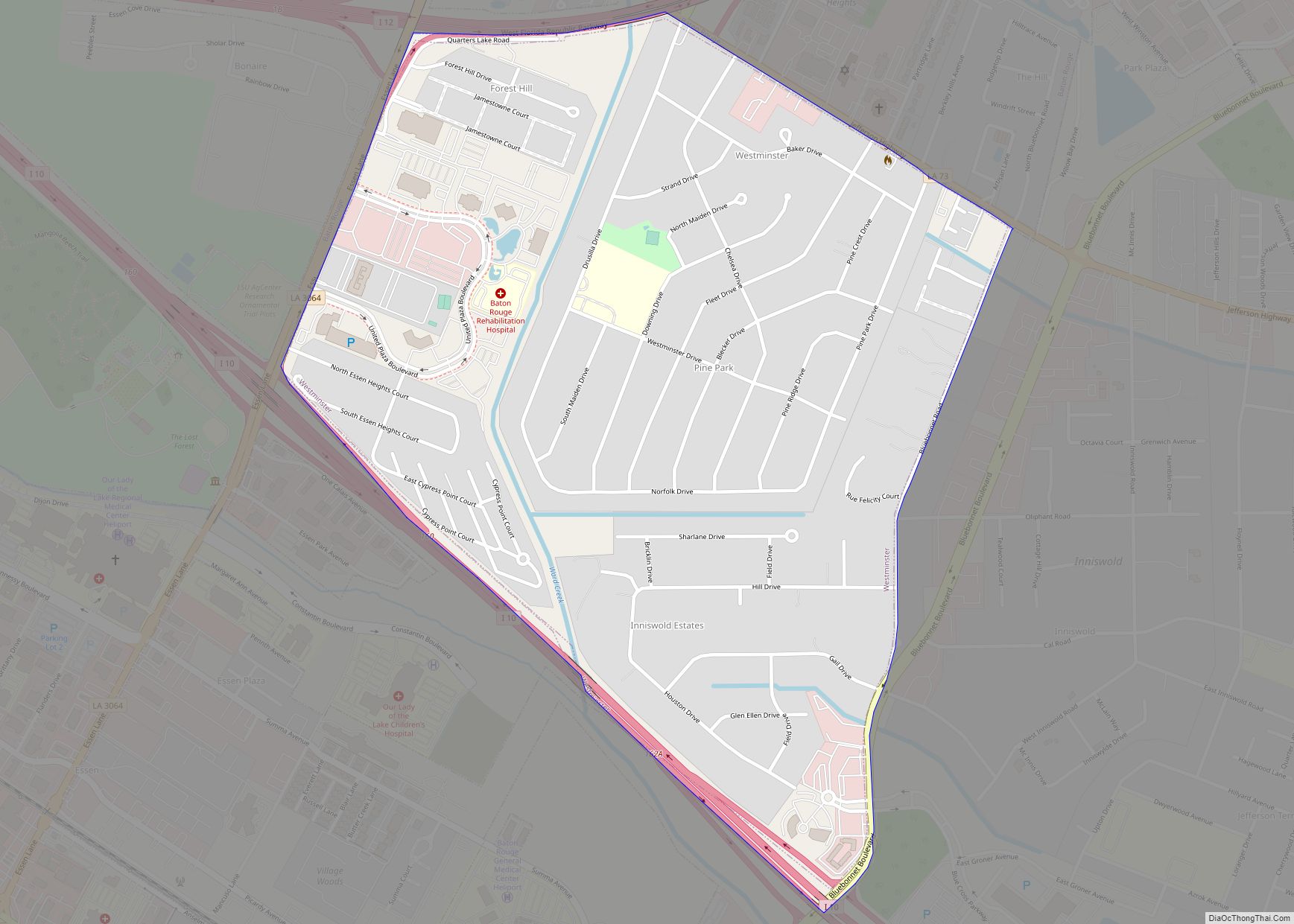 Map of Westminster CDP, Louisiana